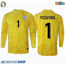 Maglie da calcio Inghilterra Jordan Pickford #1 Portiere Seconda Maglia Europei 2024 Manica Lunga